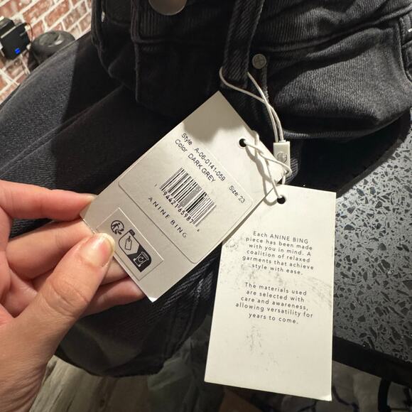 NWT Anine Bing Beck High Rise Skinny Jeans Dark Grey Size 23 Seen Meghan Markle - Picture 7 of 8